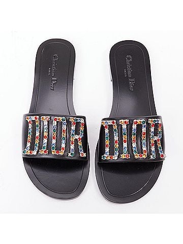 Christian Dior Dior Crystal Pave Logo Slides (view 1)