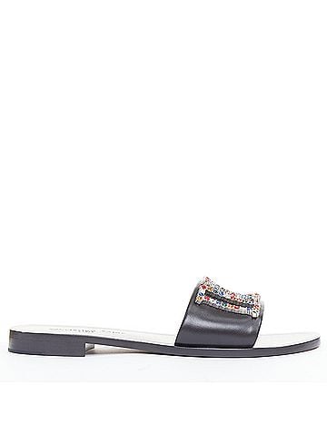 Christian Dior Dior Crystal Pave Logo Slides (view 2)