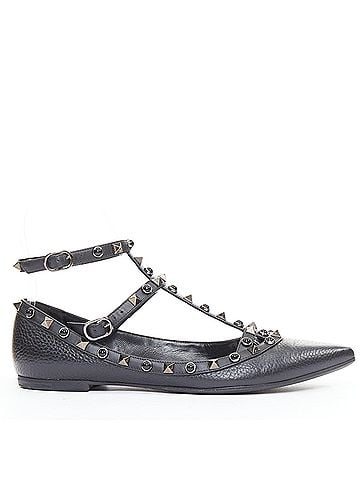 Mario Valentino Valentino Rockstud Mixed Stone Caged Ballet Flats (view 1)