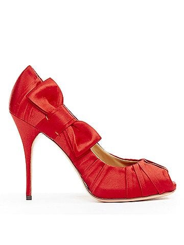 Mario Valentino Valentino Pleated Satin Ribbon Bow Stiletto Pumps (view 1)