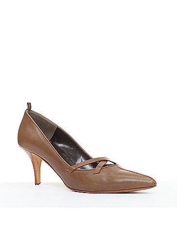 Manolo Blahnik Manolo Blahnik Leather Kitten Pumps (view 2)