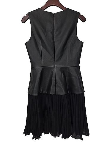 Milly Haddy Vegan Leather Pleated Combo Mini Cocktail Dress (view 2)