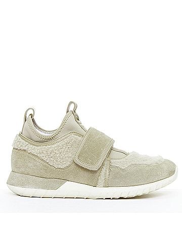 Moncler Moncler Suede Shearling Logo Sneakers (view 1)