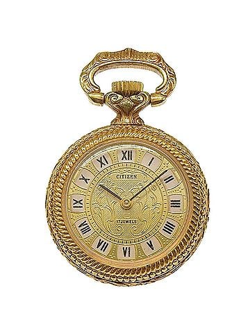 Citizen Citizen pocket watch, gold plated, hand-wound, analog display, dial, unisex. (view 1)