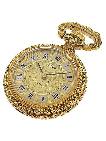 Citizen Citizen pocket watch, gold plated, hand-wound, analog display, dial, unisex. (view 2)