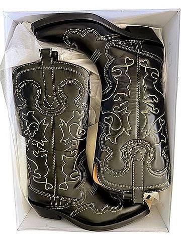 Ganni Mid Shaft Embroidered Western cowboy Boots Boots (view 1)