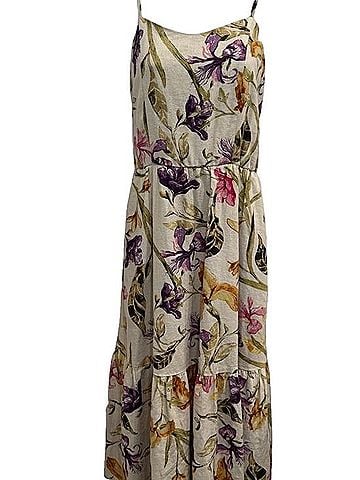 Joie Cream Floral Spaghetti-Strap Midi Dress Casual Dress (view 2)