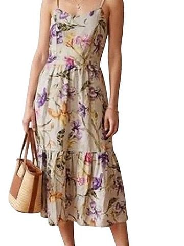 Joie Cream Floral Spaghetti-Strap Midi Dress Casual Dress (view 1)