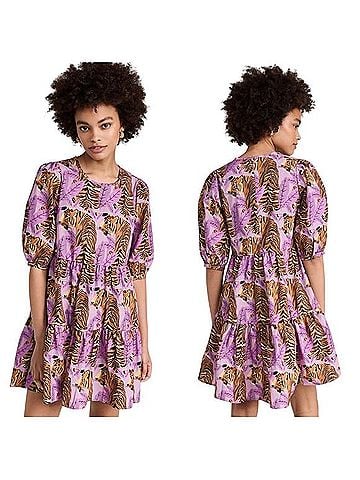 FARM Rio Tiger Leaves Lavender Casual Dress (view 1)