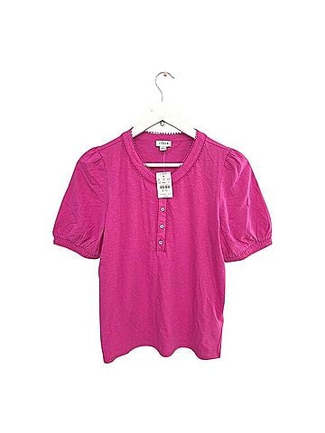 J.Crew Smocked Henley Knit Top Short Sleeve T-Shirt (view 2)
