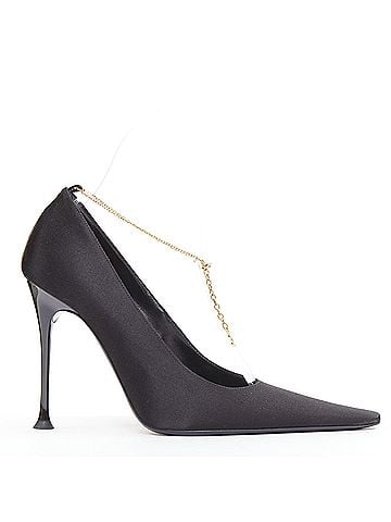 Saint Laurent Saint Laurent Satin YSL Chain Anklet Pumps (view 1)