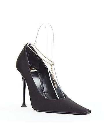Saint Laurent Saint Laurent Satin YSL Chain Anklet Pumps (view 2)