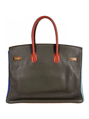 Hermès Hermes Birkin 35 Arlequin handbag for women, inner stitching, genuine leather, A4 size compatible, HERMES ?P stamp, orange/gray, silver hardware, 2012 model. (view 2)