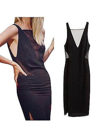 Marciano x elin king black sheet mesh v neck Cocktail Dress (view 1)