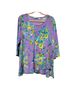 Susan Graver Floral Purple 3/4 Sleeve Blouse Size 1X - photo 1