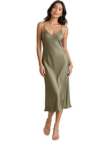 Quince Washable Silk Midi Slip Dress Casual Dress (view 2)