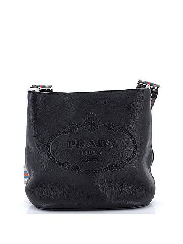 Prada Logo Bucket Messenger Bag Vitello Phenix Medium (view 1)