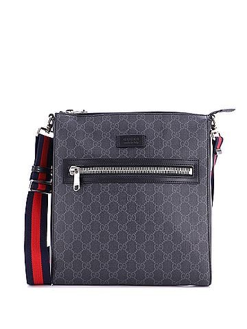 Gucci Web Strap Front Zip Messenger Bag GG Coated Canvas Medium (view 1)