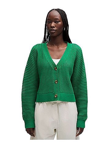 Lululemon Athletica Cotton Crochet Mesh Relaxed-Fit Cardigan (view 1)