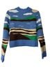 Monki Graphic Blue Green Brown White Pullover Sweater Size XS - photo 2