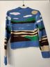 Monki Graphic Blue Green Brown White Pullover Sweater Size XS - photo 3