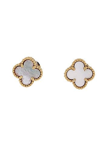 Van Cleef & Arpels Sweet Alhambra Stud Earrings 18K Yellow Gold and Mother of Pearl (view 1)
