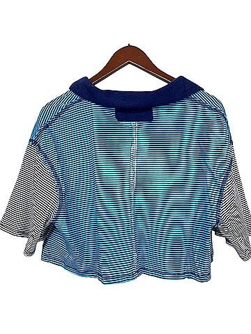 Free People On A Boat Boxy Striped Cropped Polo Short Sleeve Blouse (view 2)