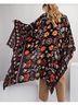 Easel 100% Rayon Floral Black Red Orange White Cardigan Size S - photo 5