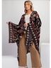 Easel 100% Rayon Floral Black Red Orange White Cardigan Size S - photo 3