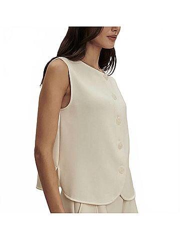 Varley Josie Buttton Through Tank in Cream (view 2)