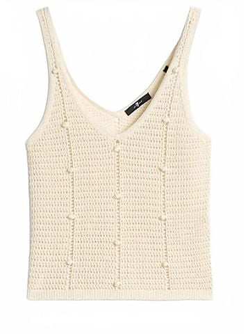 7 For All Mankind Women's Bobble Tank in Cotton Ecru (view 1)