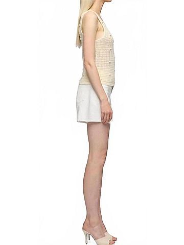 7 For All Mankind Women's Bobble Tank in Cotton Ecru (view 2)
