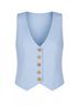 Elan Solid Blue Button Front Linen Blend Vest in Light Blue Size M - photo 1