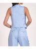 Elan Solid Blue Button Front Linen Blend Vest in Light Blue Size M - photo 3
