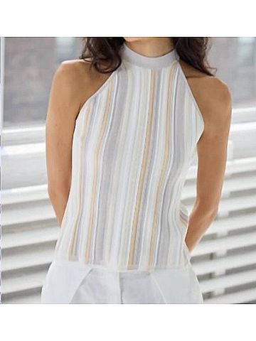 Autumn Cashmere Vertical Stitch Halter in Turtledove/Sand (view 2)