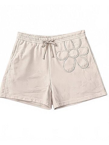 Easel Women's Hadley Flower Patch Detail Shorts in Khaki (view 1)