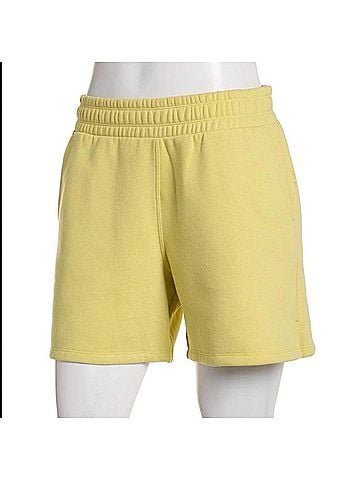 Calvin Klein Women's Smocked Waistband Midi Shorts in Muted Lime (view 1)