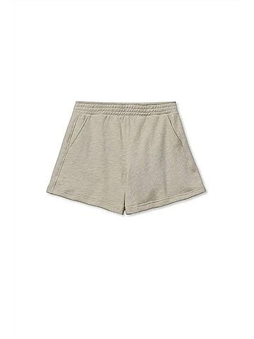 perfectwhitetee Bari French Terry Sweatshort in Oatmeal (view 1)