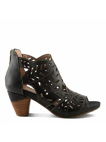 Spring Step Women's Icon Laser Cut Sandals in Black (view 1)