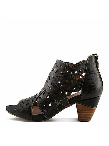 Spring Step Women's Icon Laser Cut Sandals in Black (view 2)