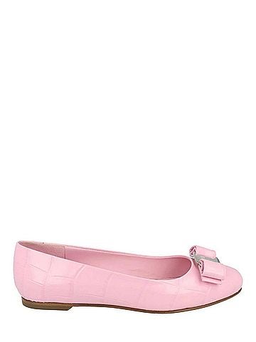 Salvatore Ferragamo Women's Varina Croco Embossed Ballerina Flats in Bubble Gum (view 1)