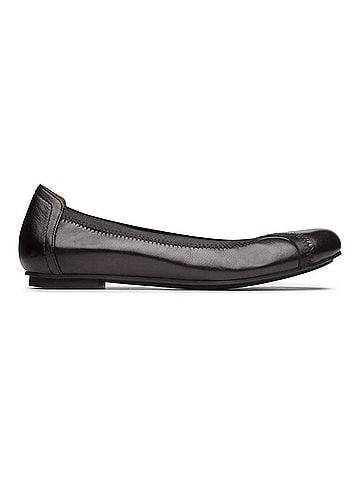 Vionic Women's Carrol Leather Flats in Black (view 1)