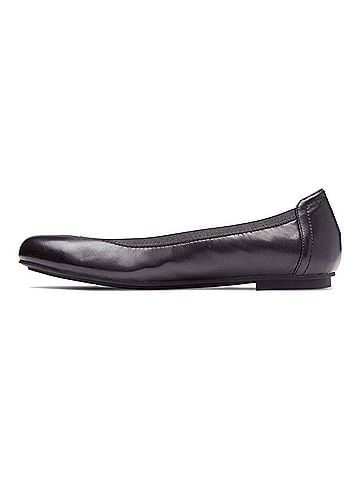 Vionic Women's Carrol Leather Flats in Black (view 2)