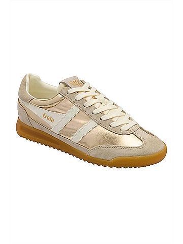 Gola Women's Firefly Metallic Trainers Sneakers in Gold / Off White (view 2)