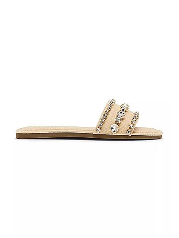 Steve Madden Women's Toast Jeweled Slide Sandals in Cream (view 1)