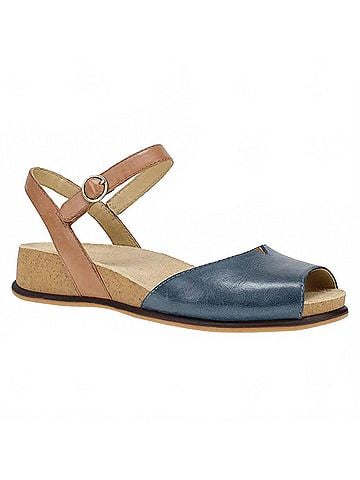 Dansko Women's Cass Peep Toe Sandal in Blue/Tan (view 1)