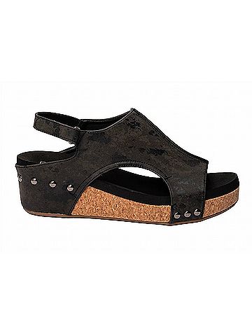 Corkys Women's Metallic Volta Ii Wedge Sandals in Black (view 1)
