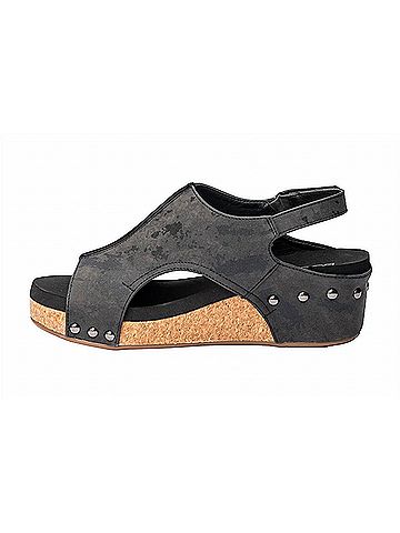 Corkys Women's Metallic Volta Ii Wedge Sandals in Black (view 2)