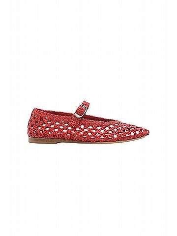 Le Monde Beryl Women's Mary Jane Woven Leather Flats in Red (view 1)