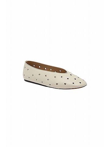 Le Monde Beryl Women's Regency Eyelet Studded Leather Slipper in Ecru (view 1)